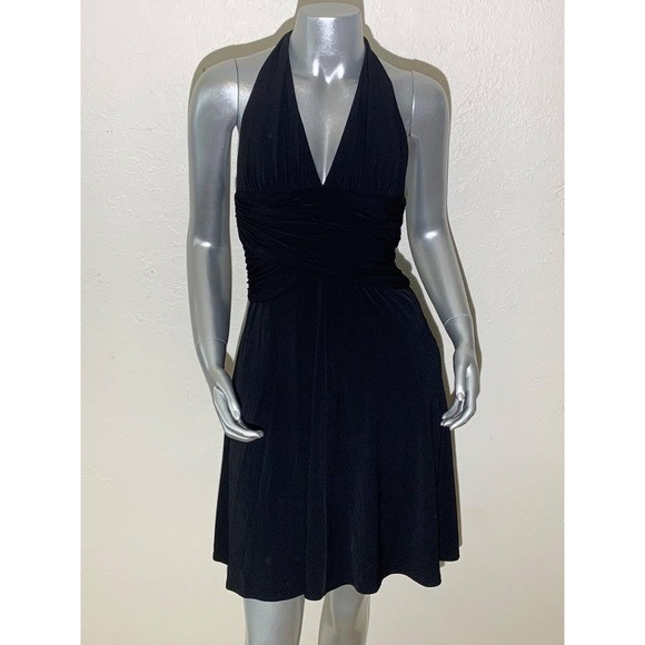 WHBM Black Halter Neck Ruffle Skirt MIDI Dress - Picture 14 of 14
